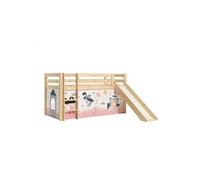 Lit enfant surélevé avec toboggan Pino Princesse Sophie - Vipack - Naturel