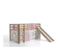 PINO Lit Compact avec Toboggan + Rideau de lit BIRDY + 3 Pochettes Birdy