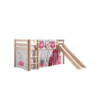 Vipack Lit compact enfant Pino – Toboggan, rideau Princess, 3 pochettes