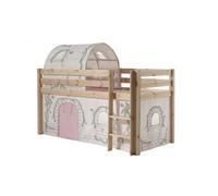 Vipack Pino Lit Compact Pin Massif Naturel 209 X 105 X 114 Cm + Tunnel Et Rideau De Lit Birdy