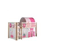 Vipack Pino Lit Compact Pin Massif Naturel + Princess Rideau Et Tunnel De Lit + 3 Pochettes