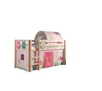 Vipack Pino Lit Compact Pin Massif Naturel + Rideau Et Tunnel De Lit + 3 Pochettes