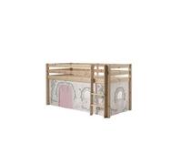 Vipack Pino Lit Compact Pin Massif Naturel 209 X 105 X 114 Cm + Rideau De Lit Birdy