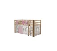 Vipack Pino Lit Compact Pin Massif Naturel + Rideau De Lit Birdy + 3 Pochettes Birdy