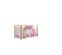 Vipack Pino Lit Compact Pin Massif Naturel + Rideau De Lit Princess + 3 Pochettes Princesse
