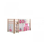 Vipack Pino Lit Compact Pin Massif Naturel + Rideau De Lit Princess + 3 Pochettes Princesse