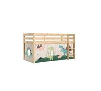 Lit Mi-Hauteur 90x200 sommier inclus housse Dino Pino - Bois