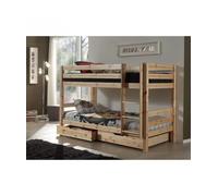 Lit superposé enfant contemporain en bois pin massif nature - l 105 x L 209 cm - PINO