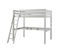 Vipack Lit mezzanine PINO 140x200 Blanc avec plan de travail