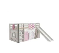Vipack Pino Lit Mezzanine Avec Toboggan + Birdy Rideau De Lit Et 3 Pochettes
