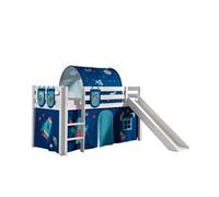 PINO Lit mezzanine avec toboggan Blanc Space
