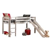PINO Lit mezzanine avec toboggan pin massif Blanc 209 x 217 x 114 cm