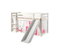 PINO Lit mezzanine avec toboggan + Rideau de lit Princess