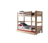 PINO Lit Superposé Pin Massif Bois Nature + Lit gigogne