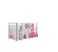 Vipack Pino Lit Sureleve 90x200cm Avec Sommier Blanc +Rideau De Lit Princess + 3 Pochettes