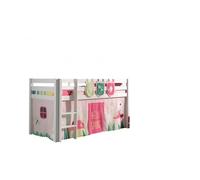 Vipack Pino Lit Sureleve 90x200cm Avec Sommier Blanc + Rideau De Lit Spring + 3 Pochettes Spring
