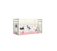 PINO Lit sureleve en pin massif avec sommier Blanc Princesse