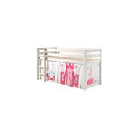 Vipack Lit mi-hauteur Charlotte en pin massif avec tente de lit Princess II