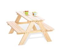 Pinolino Ensemble de Table et bancs 'Nicki pour 4', Naturel; Massif : Bois de conifère, Non traité, 2 bancs avec 1 Table, pour Les Enfants à partir de 2 Ans