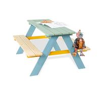 Pinolino Ensemble de Table et bancs 'Nicki pour 4', Multicolore; Massif : Bois de conifères, lasure Multicolore et Claire, 2 bancs avec 1 Table, pour Enfants à partir de 2 Ans