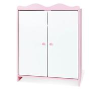 Pinolino Armoire de poupée Jasmin en bois – 1 étagère, 1 tringle, 3 cintres – Rose/Blanc, dès 2 ans