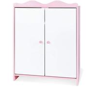 Pinolino Armoire de poupée Jasmin en bois – 1 étagère, 1 tringle, 3 cintres – Rose/Blanc, dès 2 ans