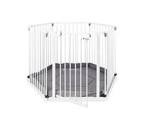 Pinolino Barrière de sécurité configurable, tapis de sol inclus, métal, laquée blanc, L 117 x l 117 x H 74, Pour la protection contre les dangers quotidiens, s'ouvre des deux côtés