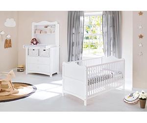 Pinolino Chambre de bébé Florentina Ensemble table à langer et lit bébé Blanc