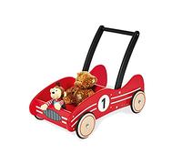Pinolino Chariot de marche "Kimi",en bois, avec système de freinage, trotteur avec roues en bois caoutchoutées, pour enfants de 1 à 6 ans, rouge
