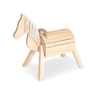 PINOLINO Cheval en Bois Nelli - en Bouleau et épicéa - Laqué Transparent - avec Espace de Rangement - Poney en Bois avec crinière en Coton - 70 x 33 x 55 cm - pour Chambre d'enfant jusqu'à 40 kg