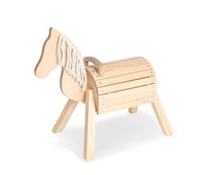 PINOLINO Cheval en Bois Nelli - en Bouleau et épicéa - Laqué Transparent - avec Espace de Rangement - Poney en Bois avec crinière en Coton - 70 x 33 x 55 cm - pour Chambre d'enfant jusqu'à 40 kg