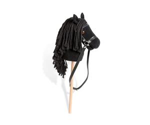 PINOLINO Cheval Spirit Noir en Peluche sur Tige en Bois pour Enfants à partir de 3 Ans, Jouet pour l'intérieur et l'extérieur, Cheval de Jeu Hobby Horsing avec Bride