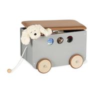 Pinolino Coffre à jouets à roulettes "Jim", gris, L 50 cm, l 36 cm, H 36 cm, capacité de charge 20 kg, recommandé pour les enfants à partir de 3 ans