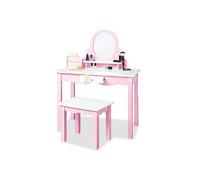 Pinolino Coiffeuse pour enfants en bois rose et blanc + tabouret - Jasmin - 203410