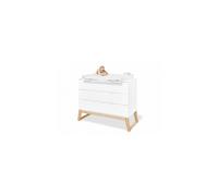 Pinolino Commode à Langer 'Bridge' Large, laquée Blanc, Hauteur de Langer 93 cm, Matelas à Langer Amovible, L 120 x P 77 x H 101, pour la Chambre d'enfant, Fermeture Automatique, Montage Facile