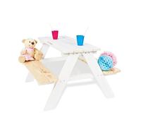 Pinolino Ensemble de Table et bancs 'Nicki pour 4', Blanc; Massif : Bois de conifères, lasure Blanc et Claire, 2 bancs avec 1 Table, pour Enfants à partir de 2 Ans
