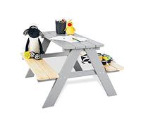 Pinolino Ensemble de Table et bancs 'Nicki pour 4', Gris; Massif: Bois de conifères, lasure Grise et Claire, 2 bancs avec 1 Table, pour Enfants à partir de 2 Ans