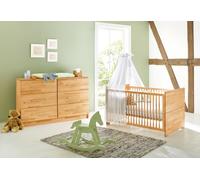Pinolino 092174 x 2 pièces Lit Bébé et ultra large commode avec table à langer, hêtre massif, huilé, 140 x 70 cm