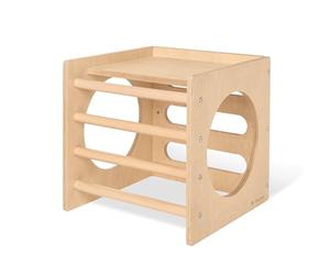 PINOLINO Kari Cube d'escalade en Bois Naturel inspiré du Pikler Jouet de motricité Polyvalent Charge maximale 50 kg Naturel