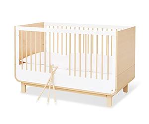 Pinolino Lit pour Enfant Rond avec sommier à Lattes et Panneaux latéraux pour Matelas de 70 x 140 cm pour bébés et Enfants en Bas âge en érable et uni Blanc