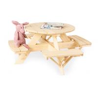 Pinolino Table de jardin ronde en bois pour enfant Nicky - 1 table 4 bancs - 201047