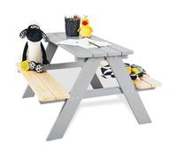 Pinolino Table Et Bancs De Pique-Nique D'enfants Nicki Für 4 Bois Gris