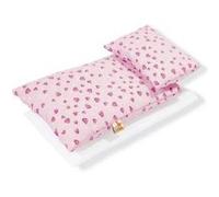 Pinolino - 28350-7 - Accessoire Poupée - Textile pour Lit de Poupées - 3 Pièces - Design Coeur Rose