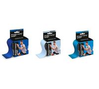 Pinotape Sport | Set « ALLEZ LES BLEUS » | 3 bandes de 5 cm x 5 m chacune | Bande de kinésiologie imperméable | Extra forte | Kinésiologie | Les 3 tons bleus en kit