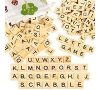 Pinowu 200pcs Lettres en Bois de Puzzle Alphabets A à Z, Bois Artisanat avec Sac de Rangement en Coton pour travaux manuels, pendentifs, orthographe