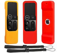 Pinowu 2pcs étuis de Protection à Distance antidérapants compatibles avec télécommandes Apple TV 4K 4e 5e génération Siri - Coque en Silicone pour télécommande TV 4 4K (Rouge + Orange)