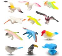 Pinowu Figurines d'oiseaux (12 pièces), aigle réaliste, perroquet, toucan, pigeon, hibou, jouets éducatifs pour maison de poupée, décoration de gâteau d'anniversaire, cadeau pour enfants et