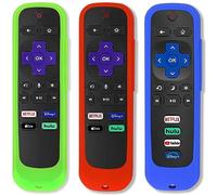 Pinowu Lot de 3 coques de protection universelles en silicone pour télécommande TCL Roku Smart TV Steaming Stick (phosphorescent) avec dragonne (vert phosphorescent, bleu et rouge)