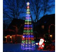 PINPON Sapin de Noël artificiel multicolore de 2,3 m avec 8 modes d'éclairage pour pelouse, porche, décoration d'intérieur et d'extérieur