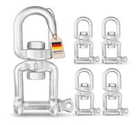 PinPro Émerillon en acier inoxydable A4 - En plusieurs tailles - Charge de rupture jusqu'à 3150 kg - Émerillon inoxydable AISI 316 - Œillets rotatifs à 360° - Pour sac de boxe ou fauteuil suspendu (1